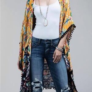 Floral Yellow Kimono Cardigan